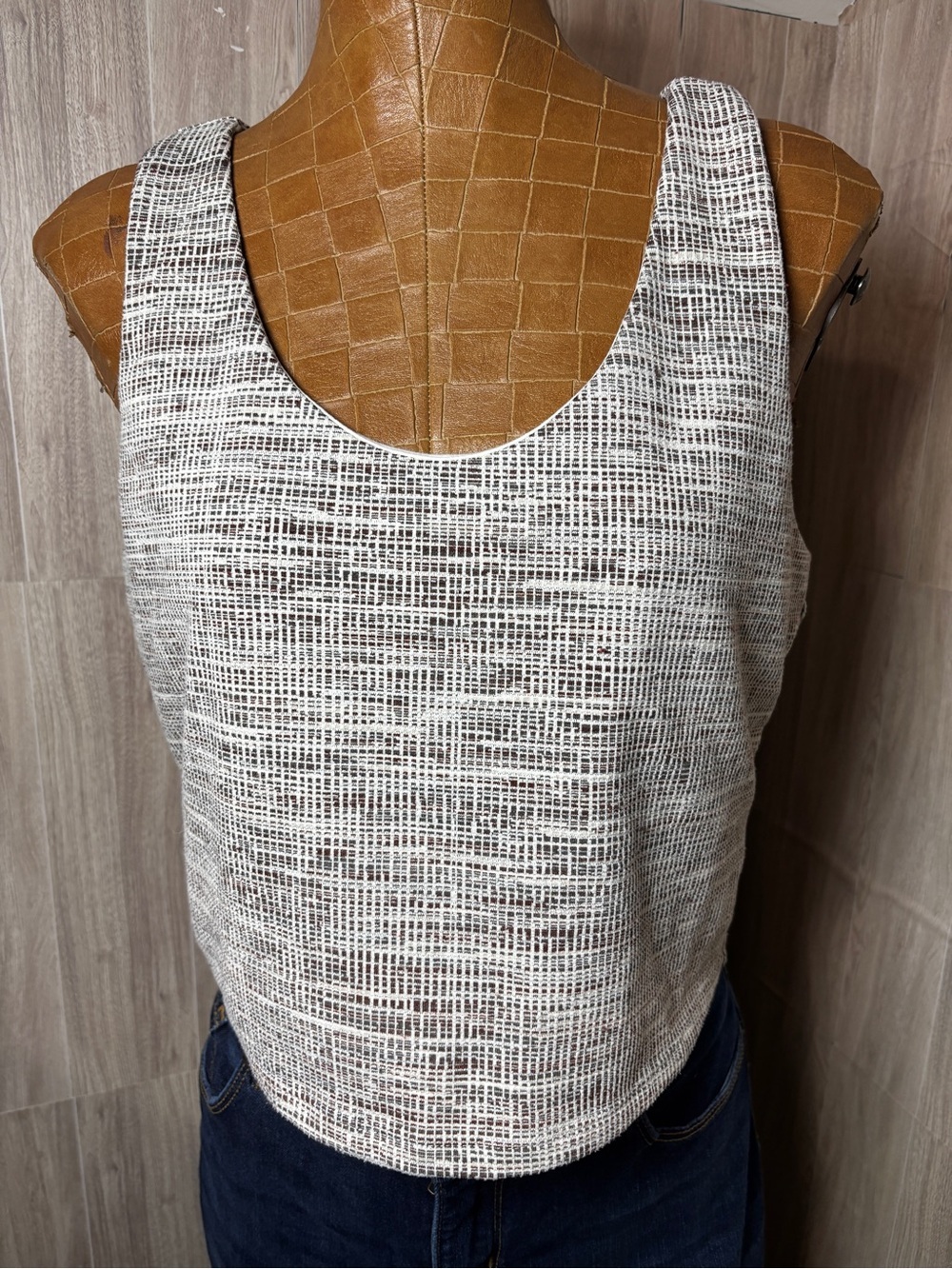 Natural Reflections Textured Racerback Tank Top Cream Brown Size XL